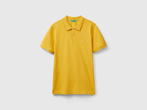 Polo giallo ocra slim fit