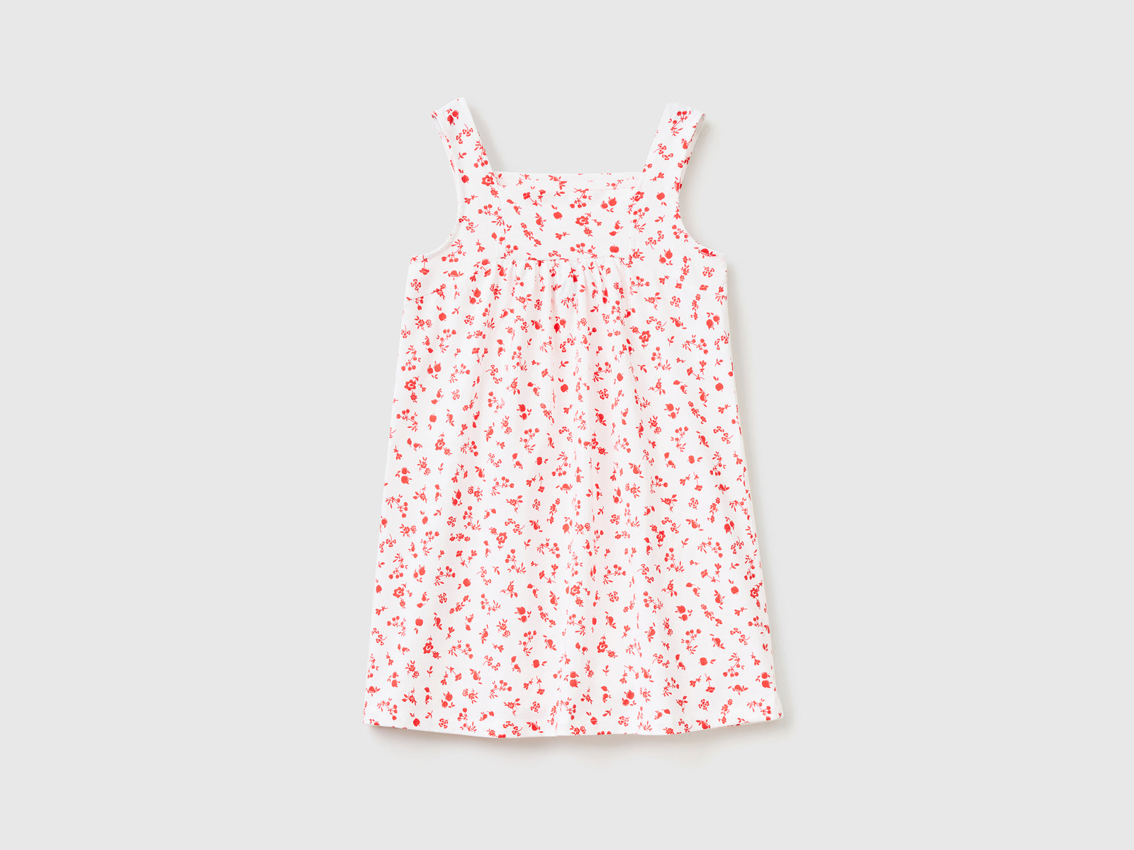 Vestito girocollo smanicato in puro cotone con lunghezza sotto il ginocchio da bambina multi-color | Benetton Outlet