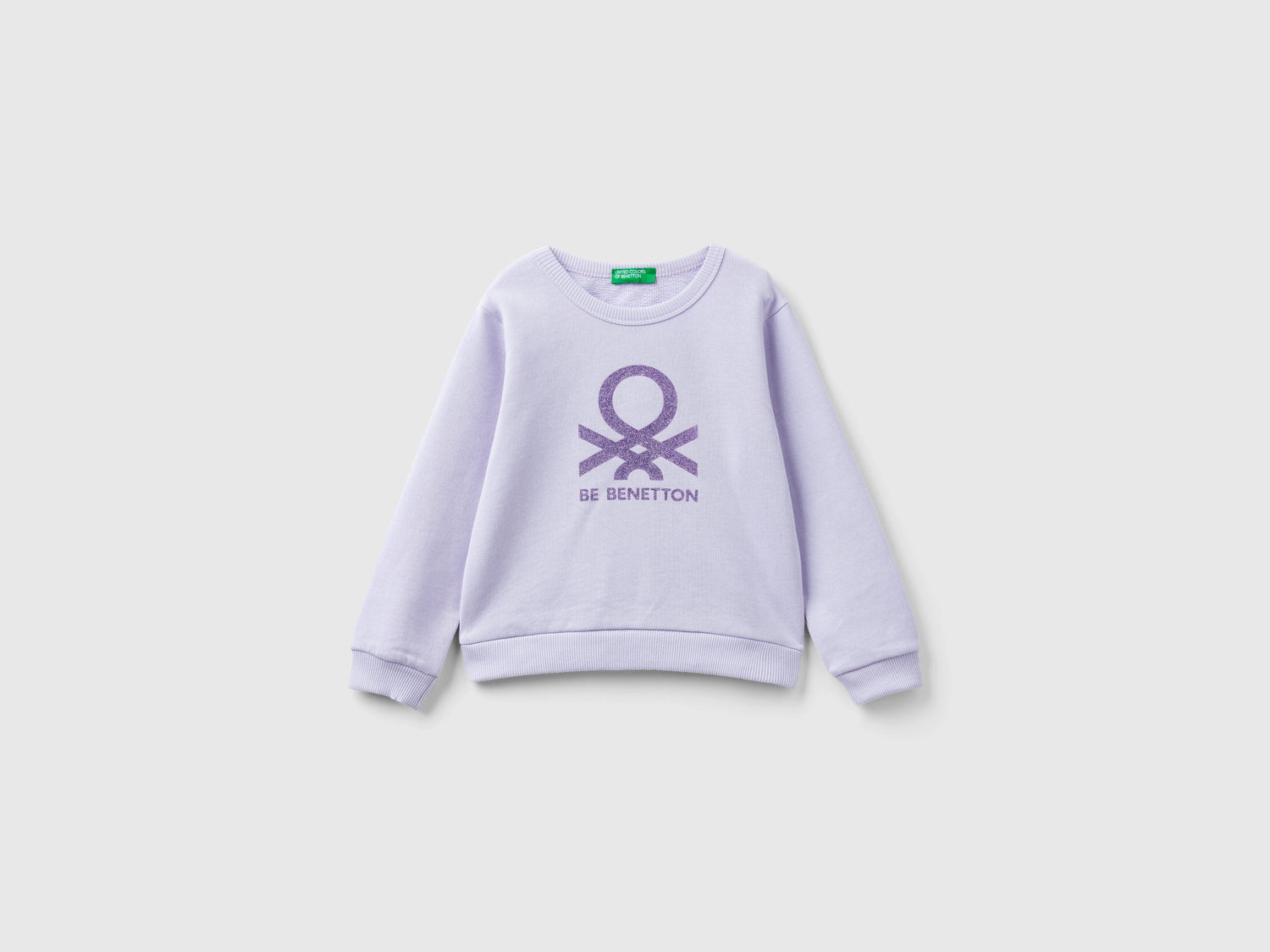 Felpa 100% cotone bio con logo da bimba lilla | Benetton Outlet