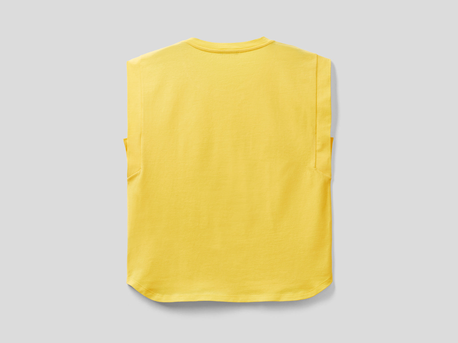 T-shirt in cotone con manica ad aletta da donna giallo 2 | Benetton Outlet