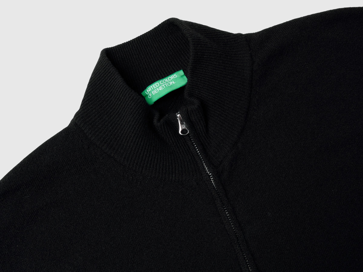 Cardigan con zip in pura lana Merino