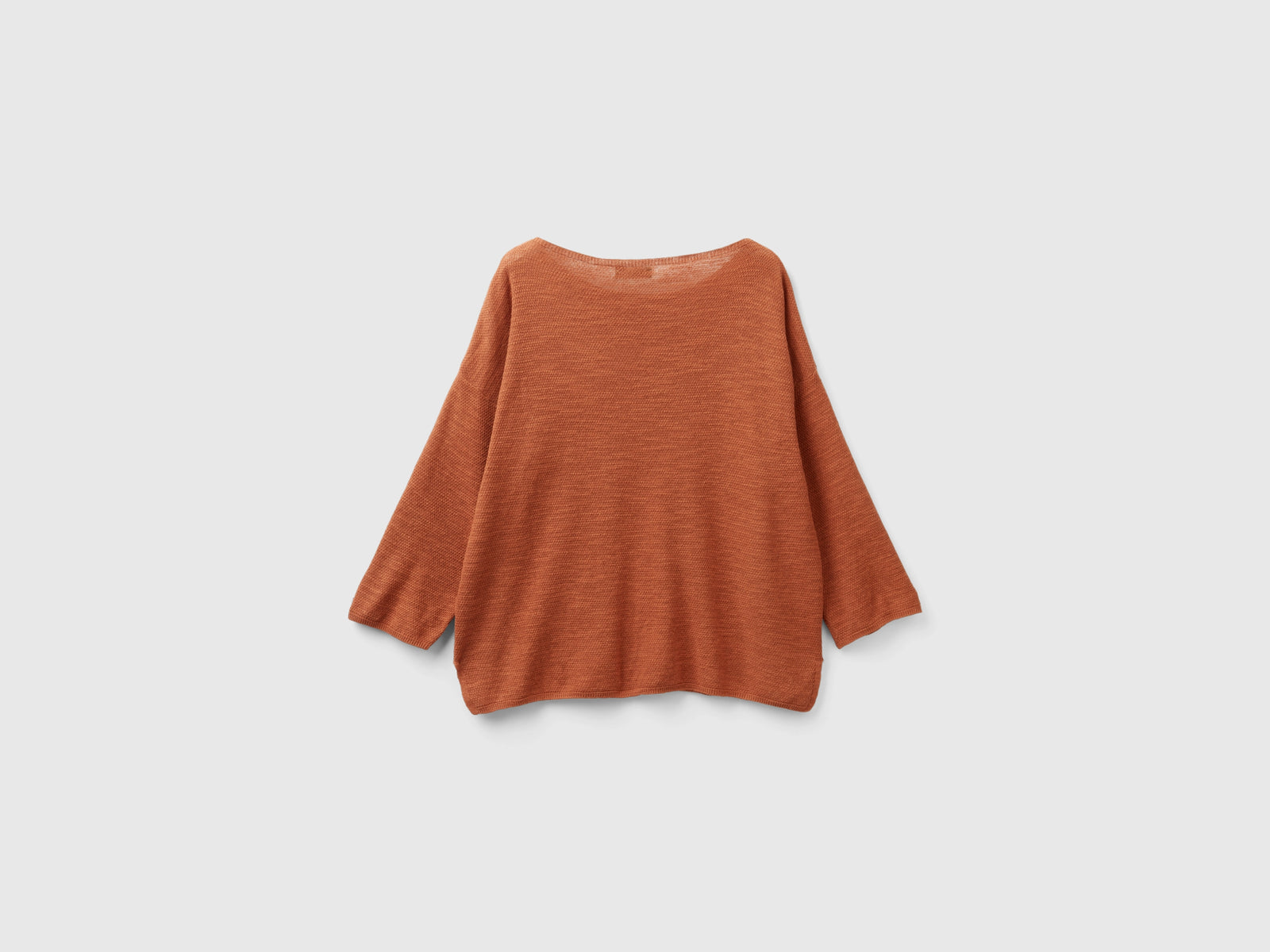 Maglia in misto lino con manica a 3/4 da donna bruciato 2 | Benetton Outlet