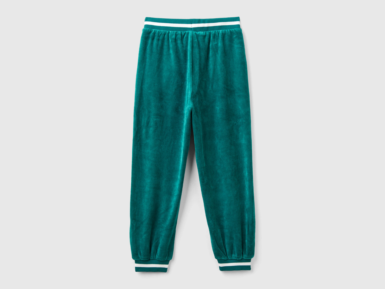 Pantaloni in ciniglia con coulisse da bambina verde scuro 2 | Benetton Outlet