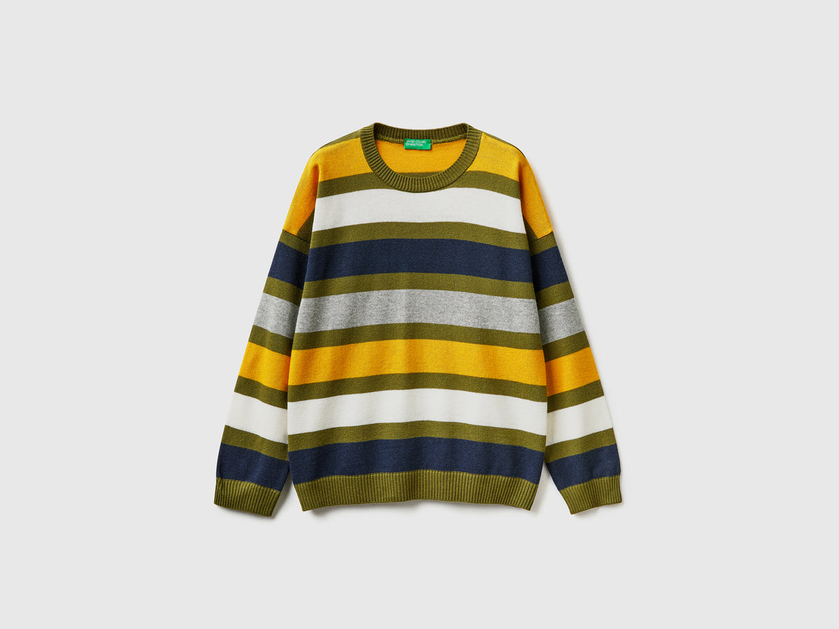 Maglia a righe in misto cotone e lana