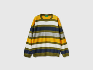 Maglia a righe in misto cotone e lana
