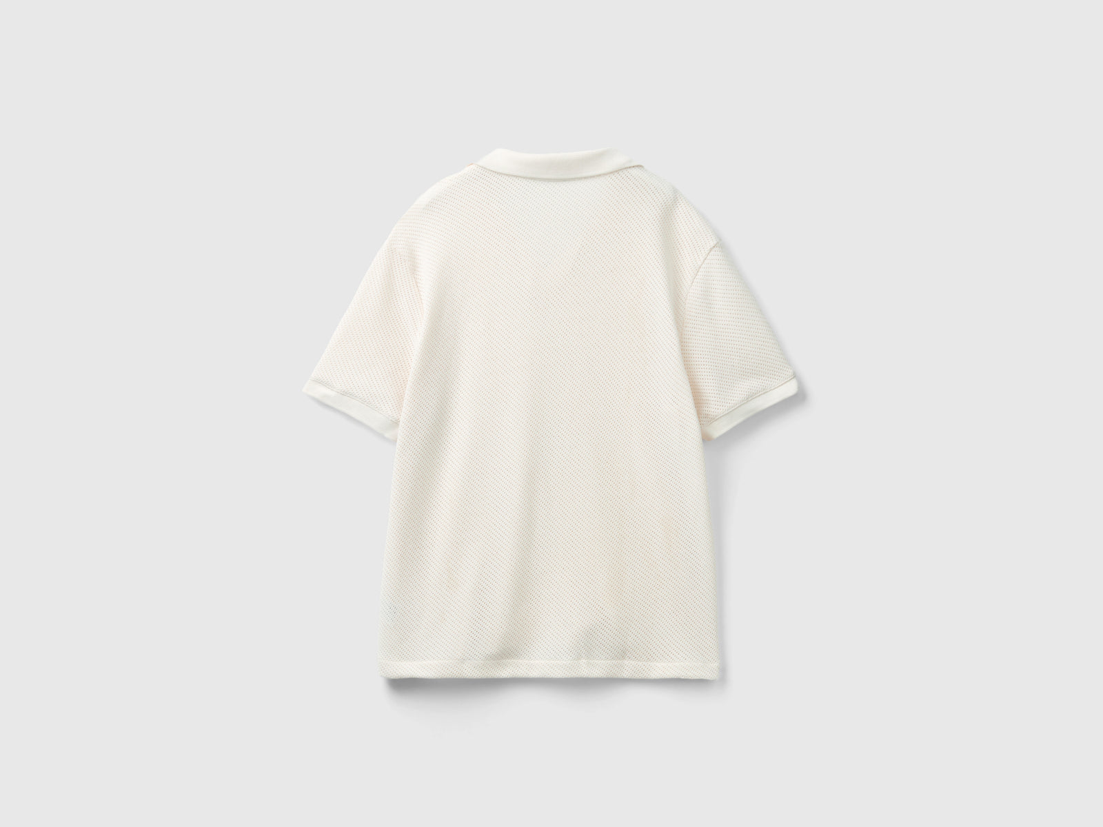 Polo in cotone traforato da uomo bianco panna 2 | Benetton Outlet