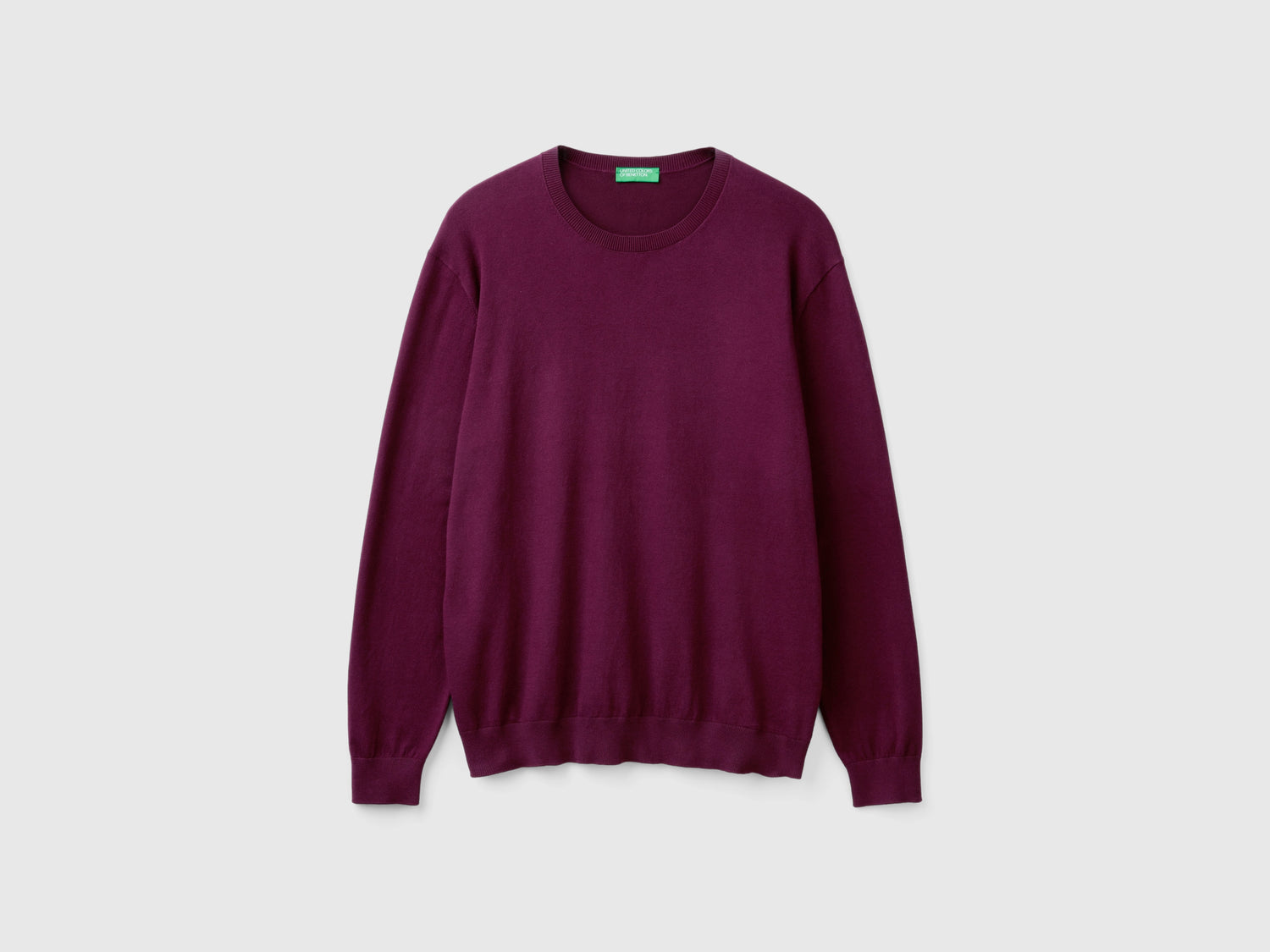 Maglia girocollo in misto cotone leggero da uomo prugna | Benetton Outlet