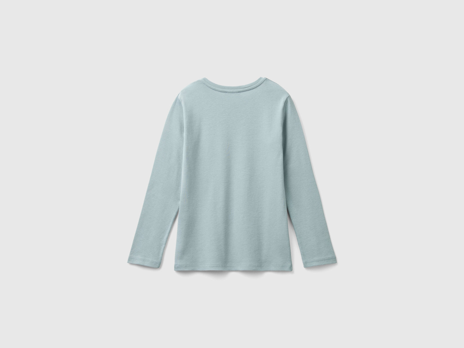 T-shirt manica lunga con stampa glitter da bambina grigio perla 2 | Benetton Outlet