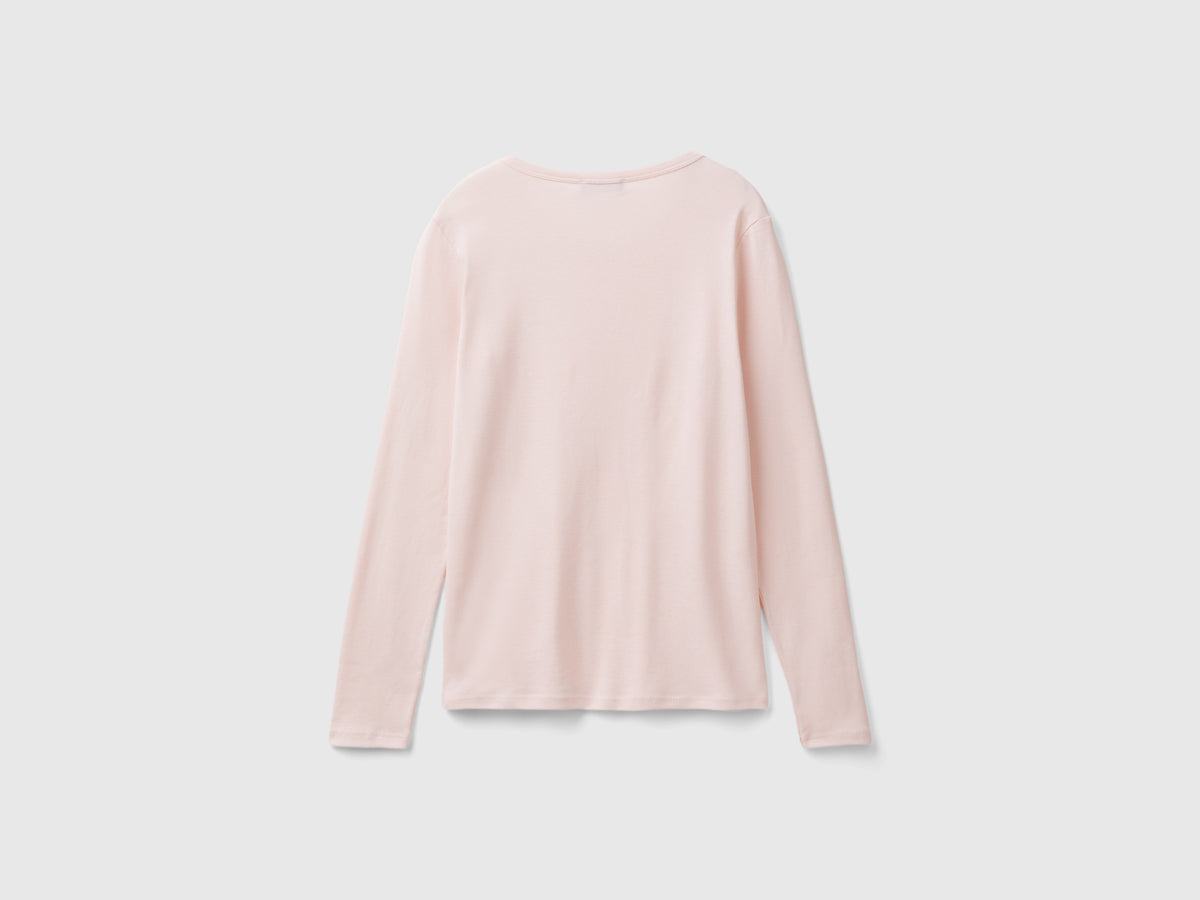 T-shirt a manica lunga in puro cotone