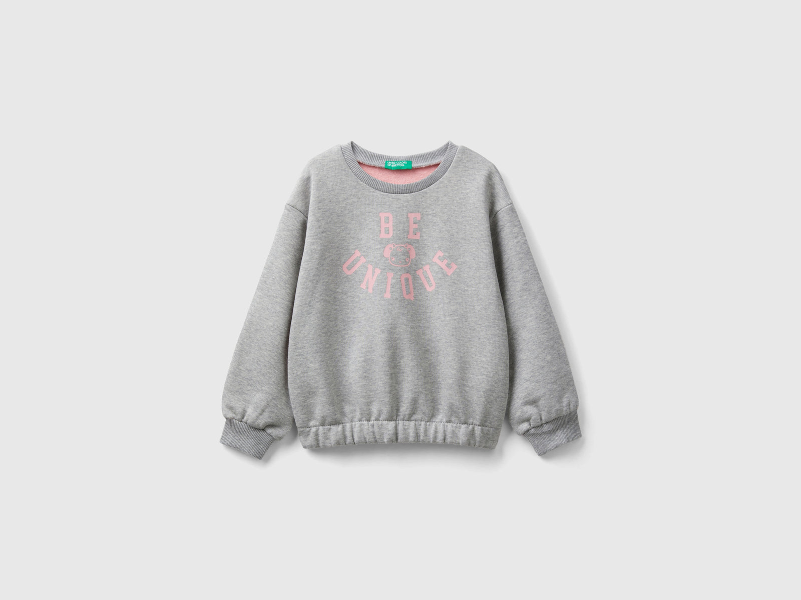 Felpa color block con stampa da bimba grigio | Benetton Outlet