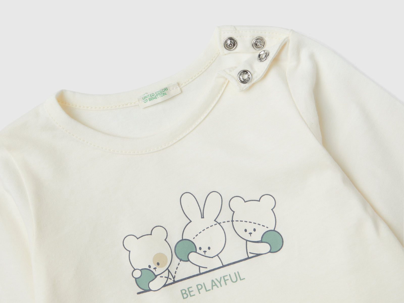 T-shirt in caldo cotone bio da neonato bianco panna 2 | Benetton Outlet