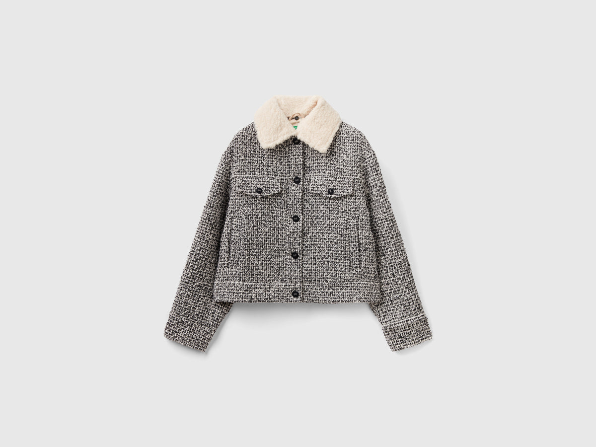Giacca in tweed con colletto staccabile