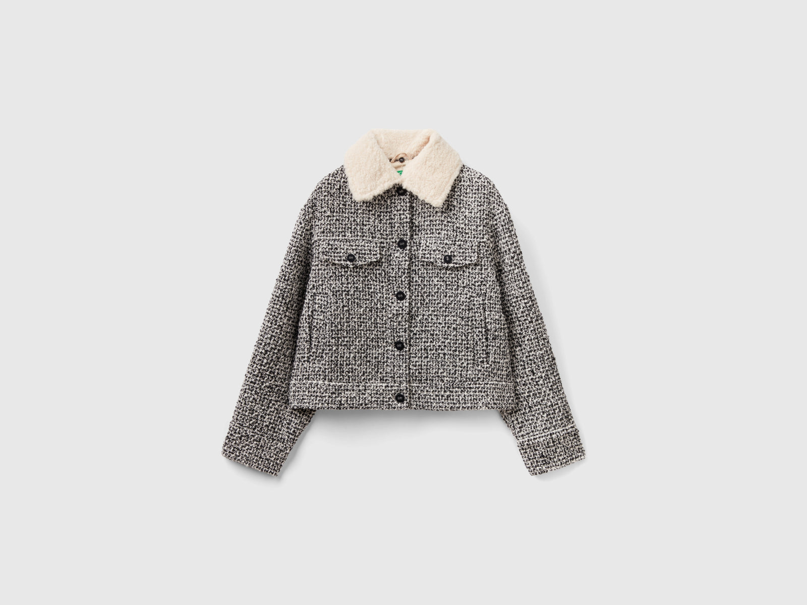 Giacca in tweed con colletto staccabile da donna grigio | Benetton Outlet