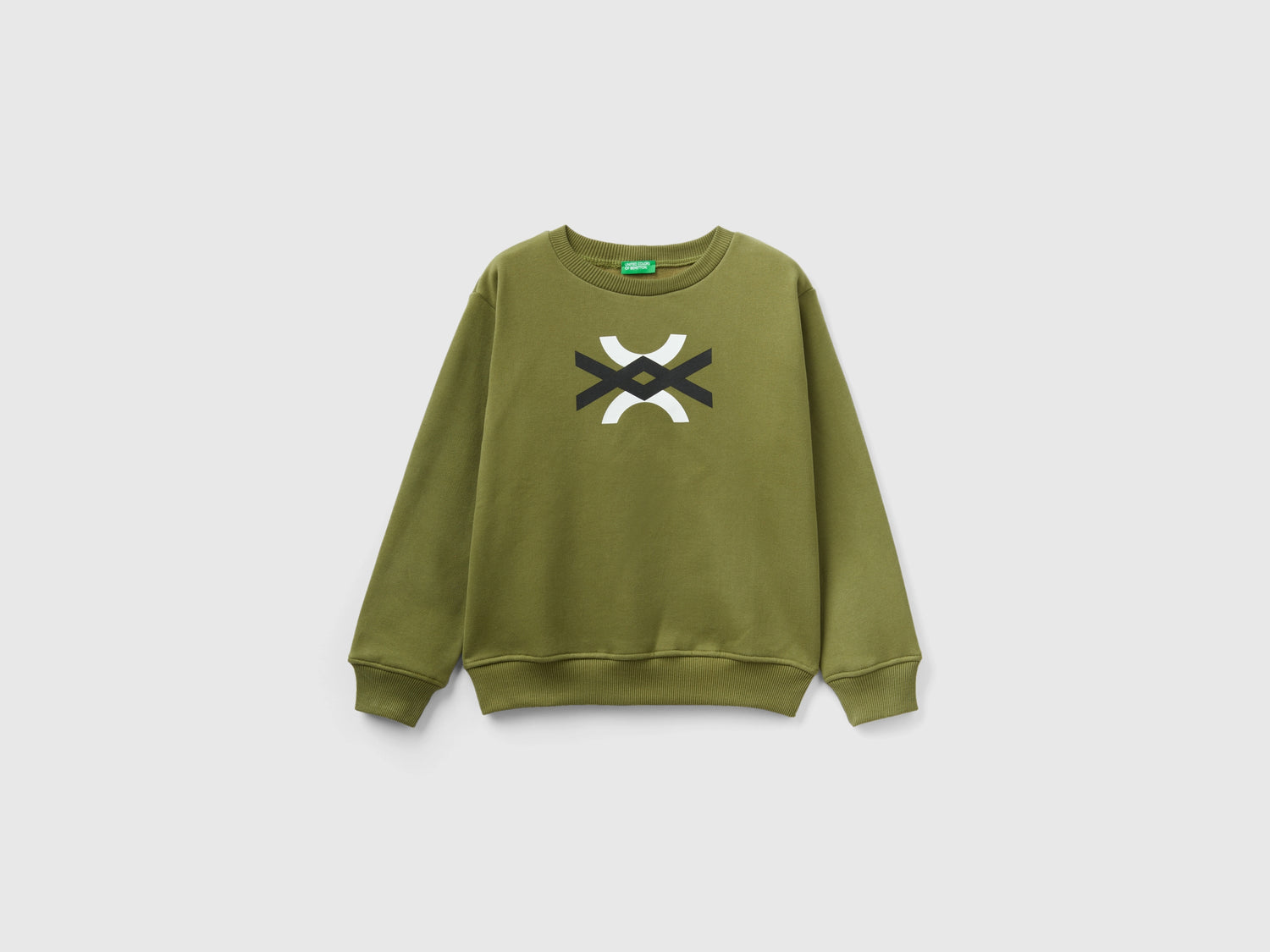 Calda felpa con logo da bambino verde militare | Benetton Outlet