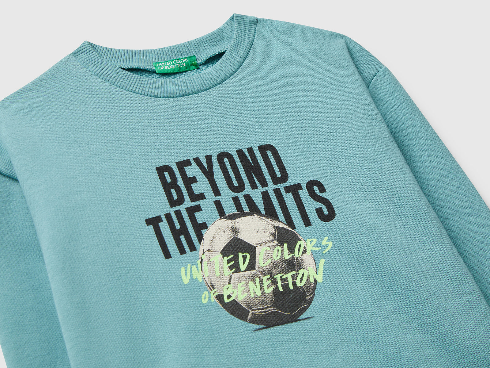 Felpa con stampa slogan da bambino celeste 3 | Benetton Outlet