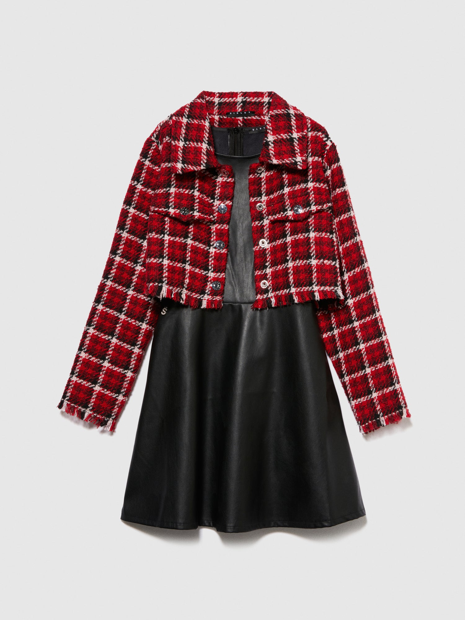 Vestito con giacca in tweed da bambina rosso | Sisley young Outlet