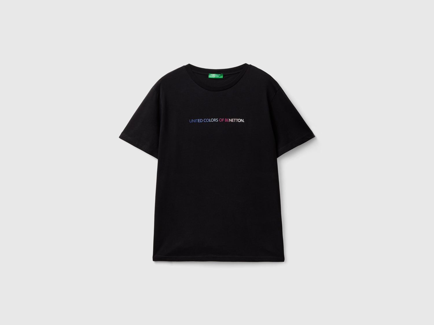 T-shirt in cotone bio con logo da uomo nero | Benetton Outlet