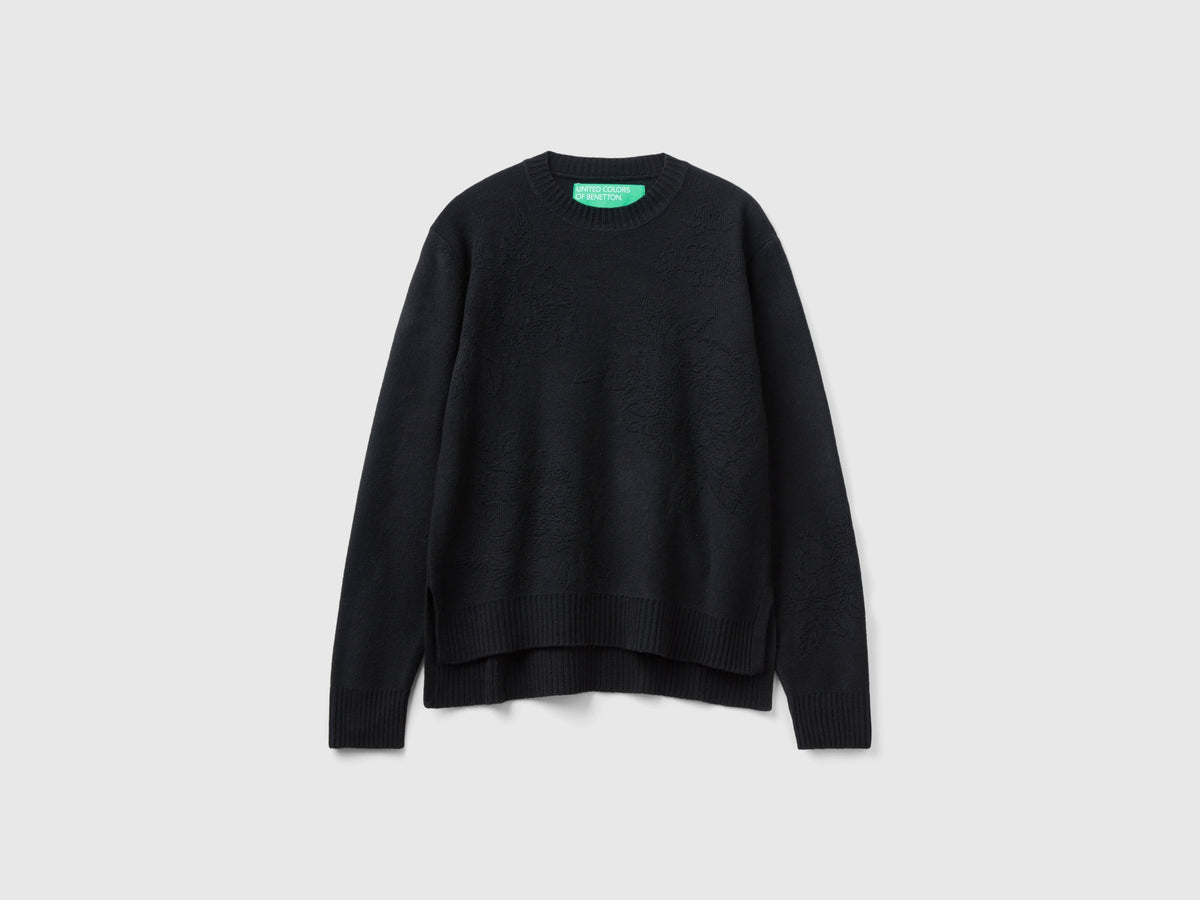 Maglia con disegni floreali in misto cashmere