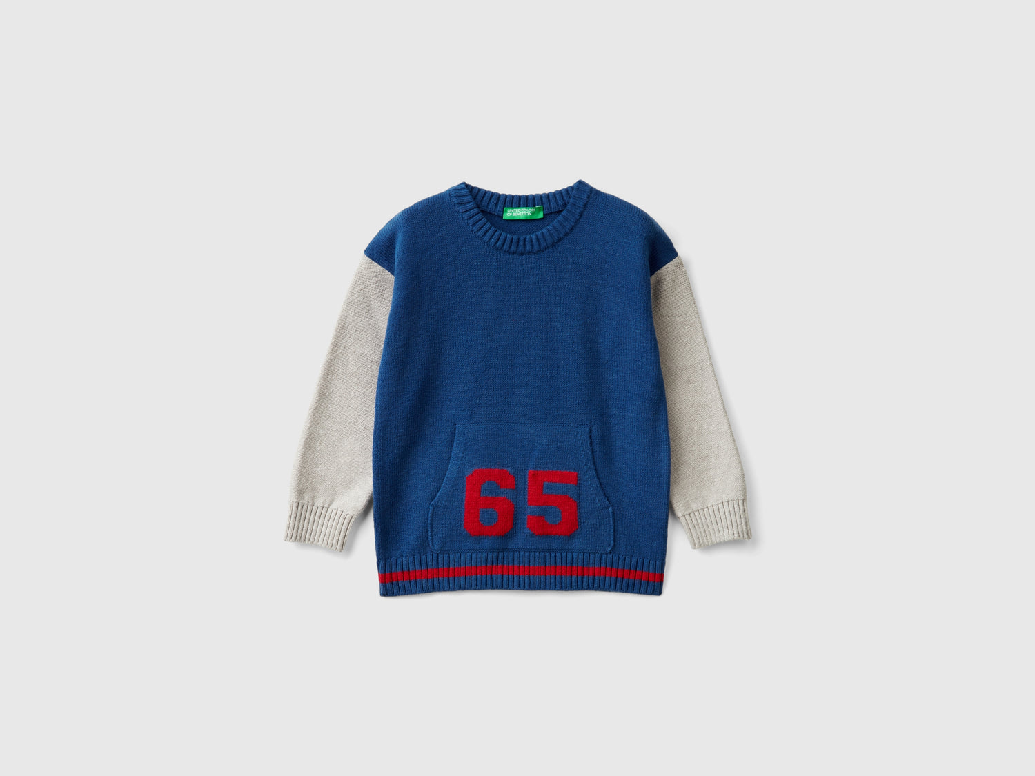 Maglioncino con intarsio numero da bimbo blu | Benetton Outlet