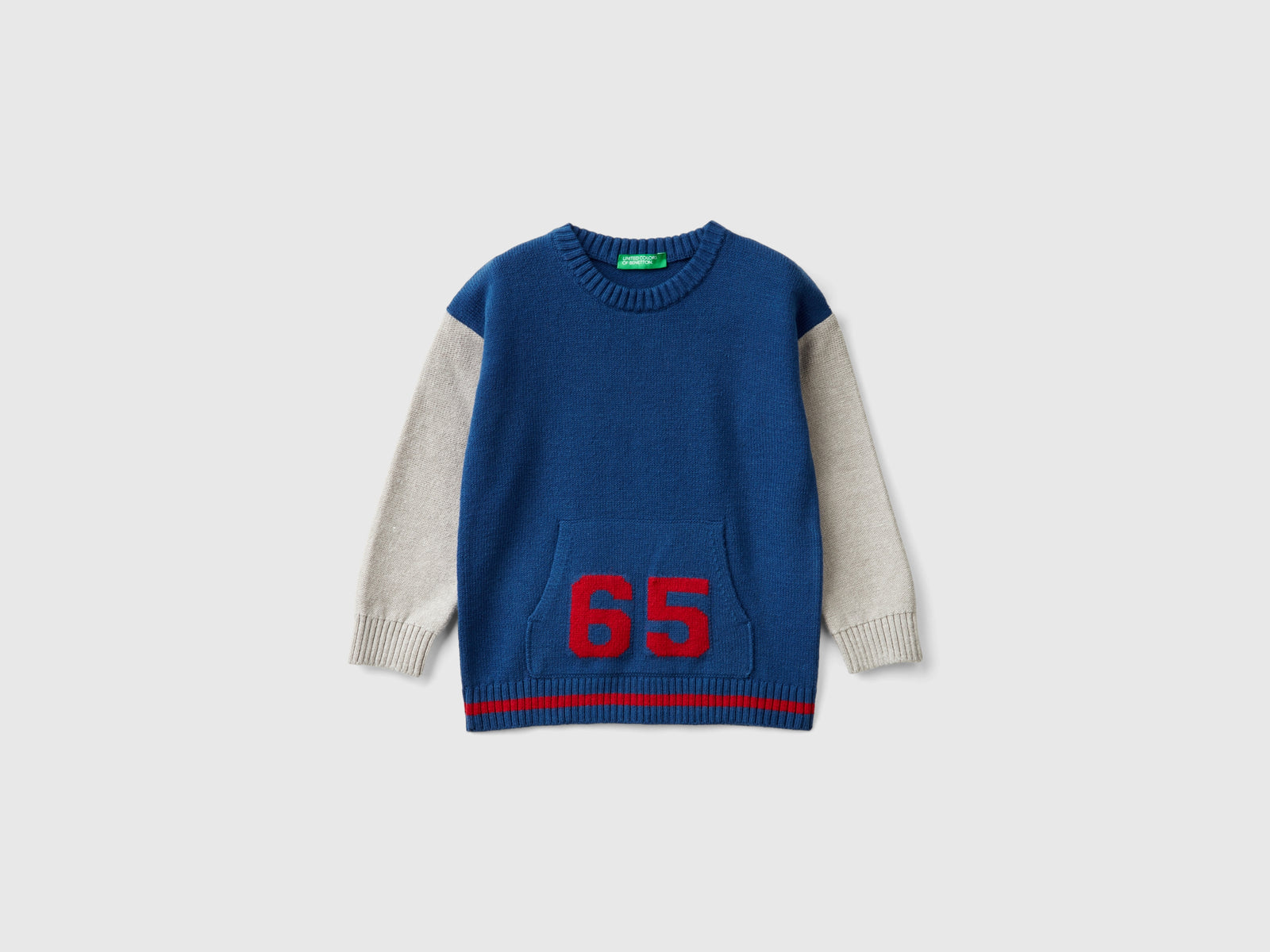 Maglioncino con intarsio numero da bimbo blu | Benetton Outlet