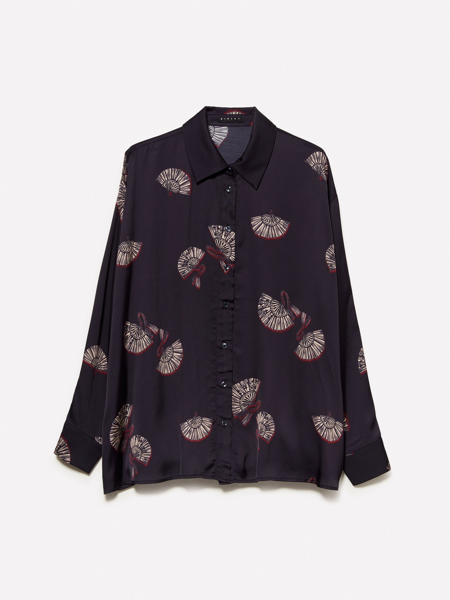 Camicia navy in raso con stampa fantasia da donna blu scuro | Sisley Outlet