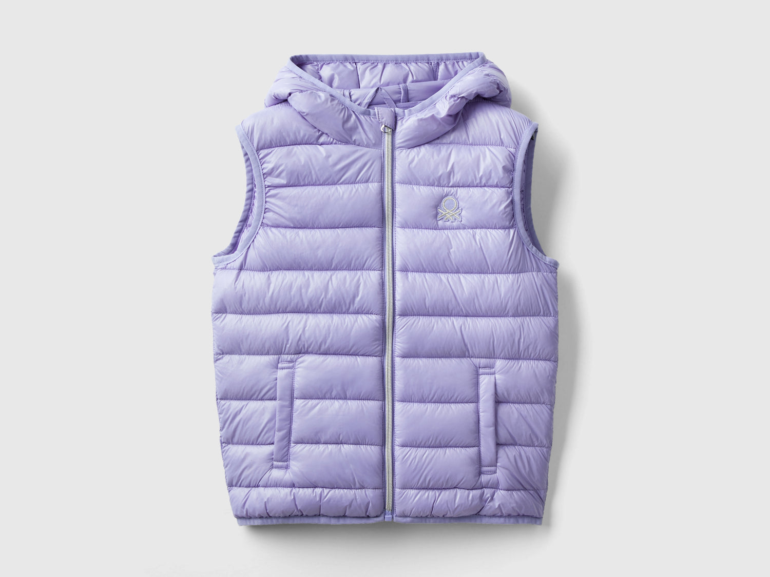 Gilet imbottito con cappuccio da bambina lilla | Benetton Outlet