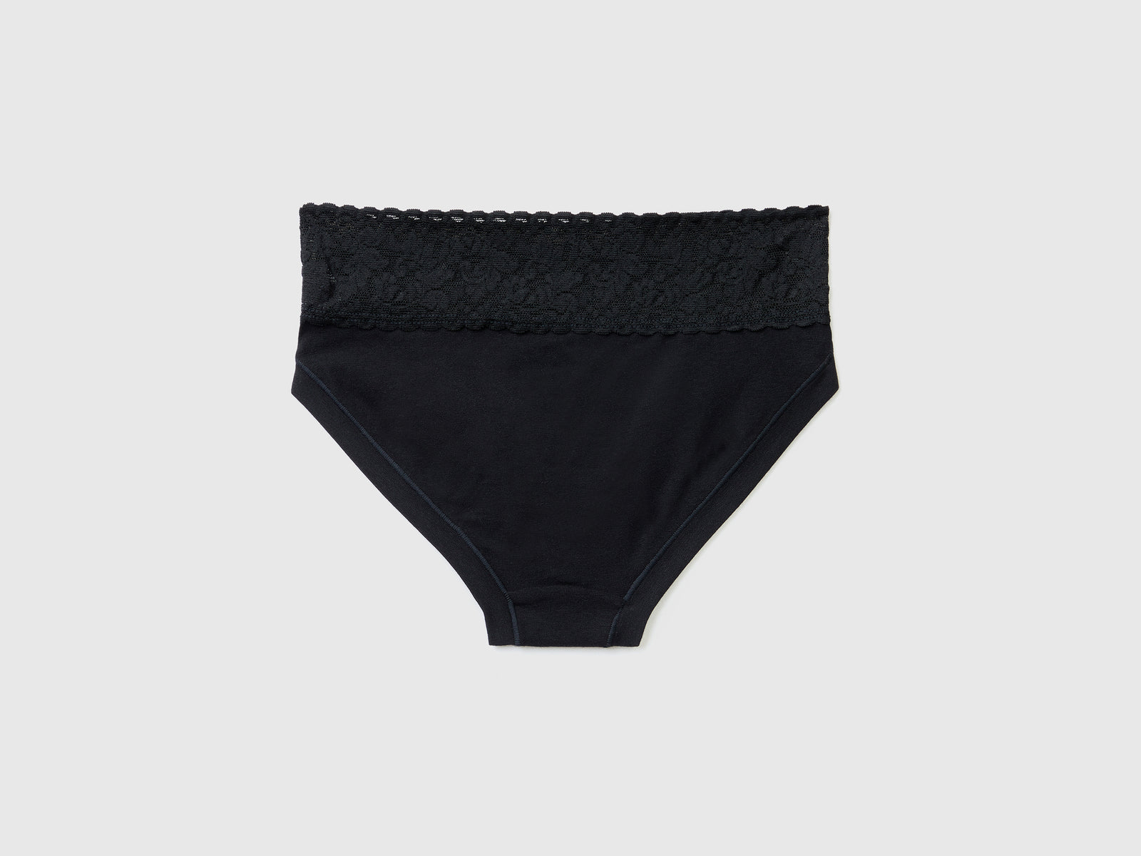 Slip con pizzo in cotone  super stretch da donna nero 2 | Benetton Outlet