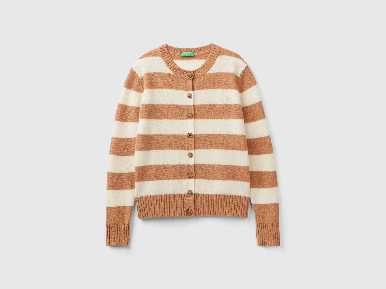 Cardigan a righe in pura lana Shetland da donna multi-color | Benetton Outlet