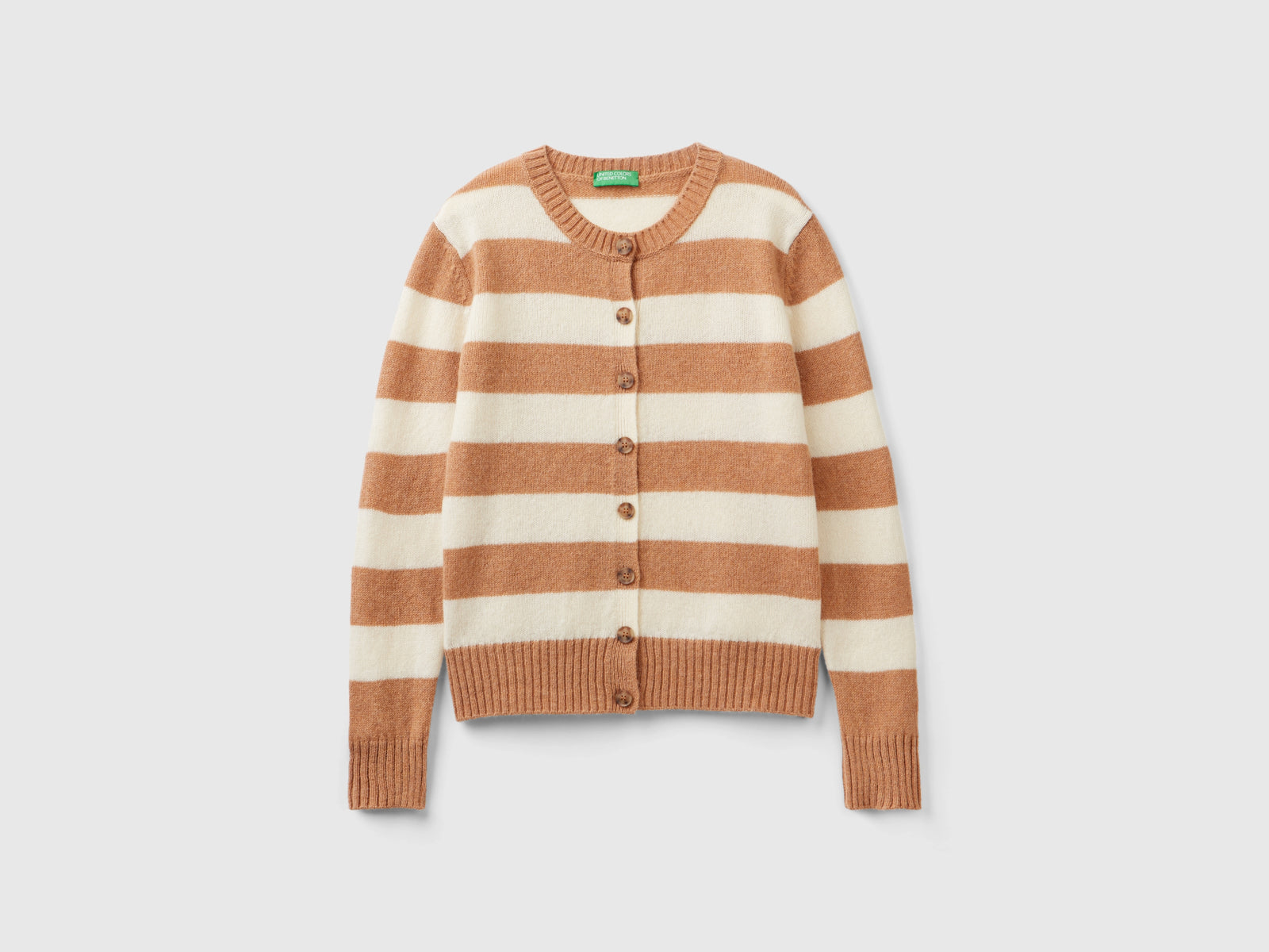 Cardigan a righe in pura lana Shetland da donna multi-color | Benetton Outlet