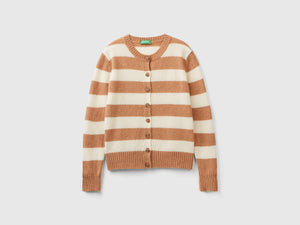 Cardigan a righe in pura lana Shetland