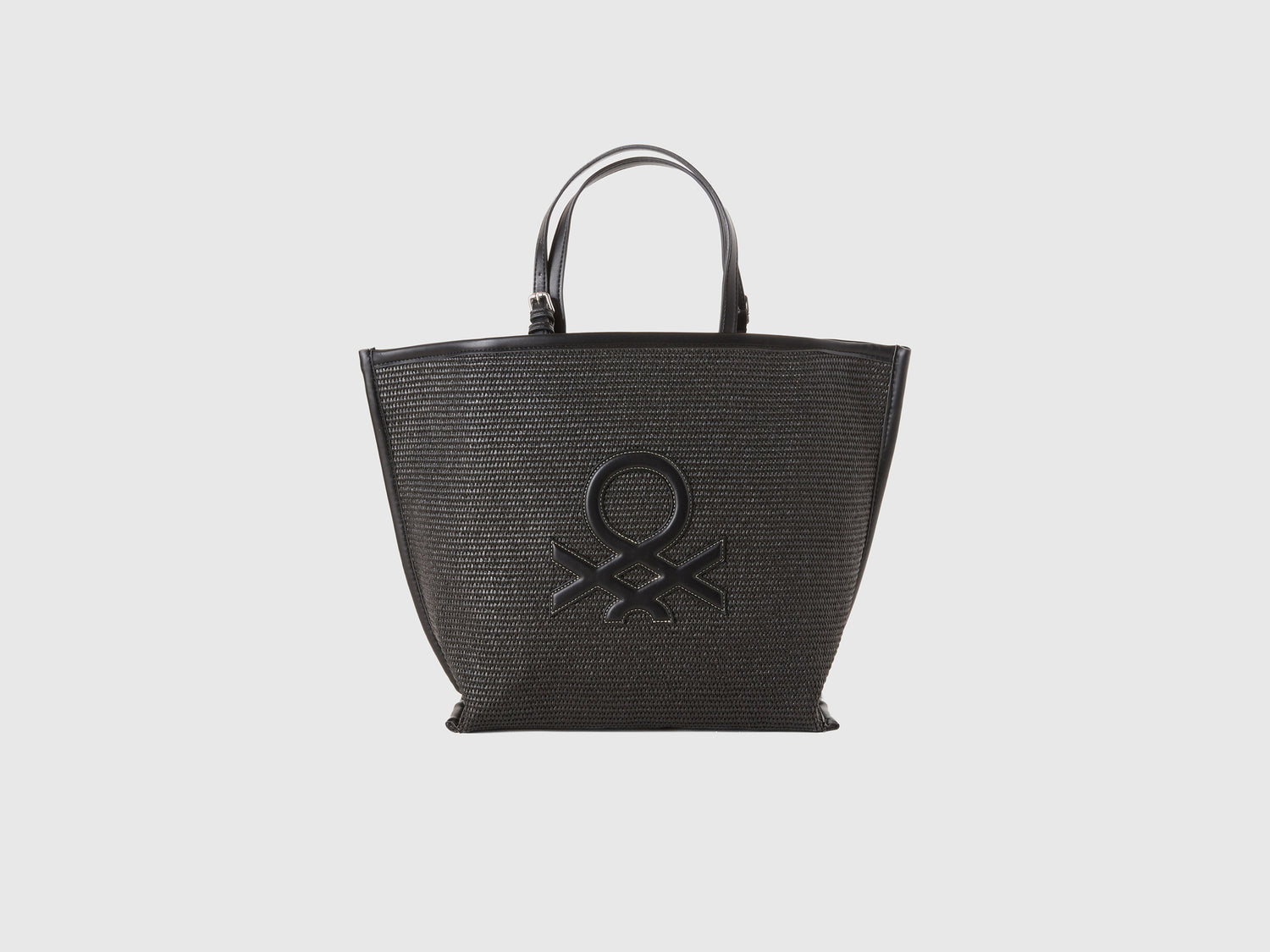 Tote bag effetto rafia da donna nero | Benetton Outlet