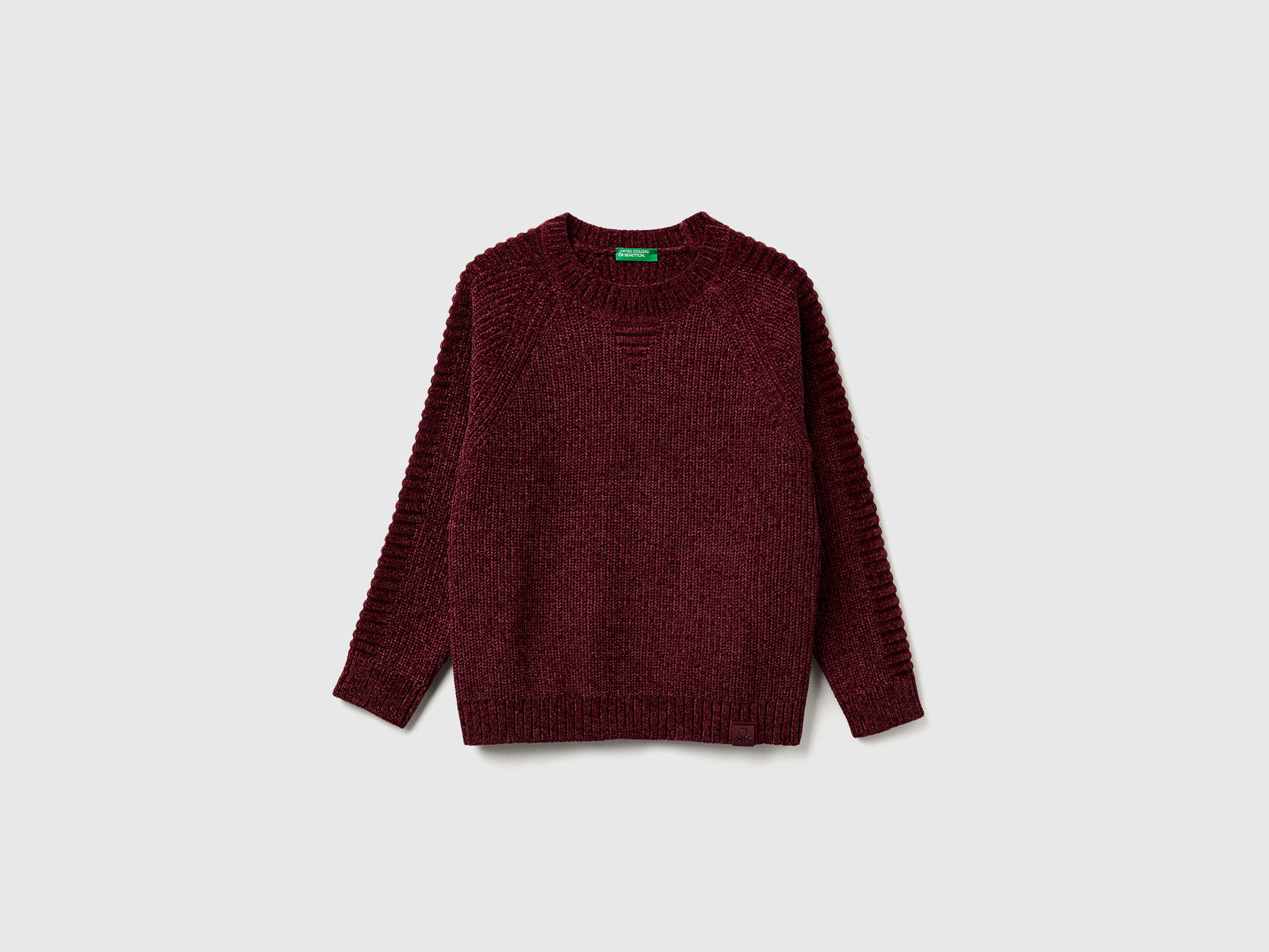 Maglia girocollo in ciniglia da bambino bordeaux | Benetton Outlet
