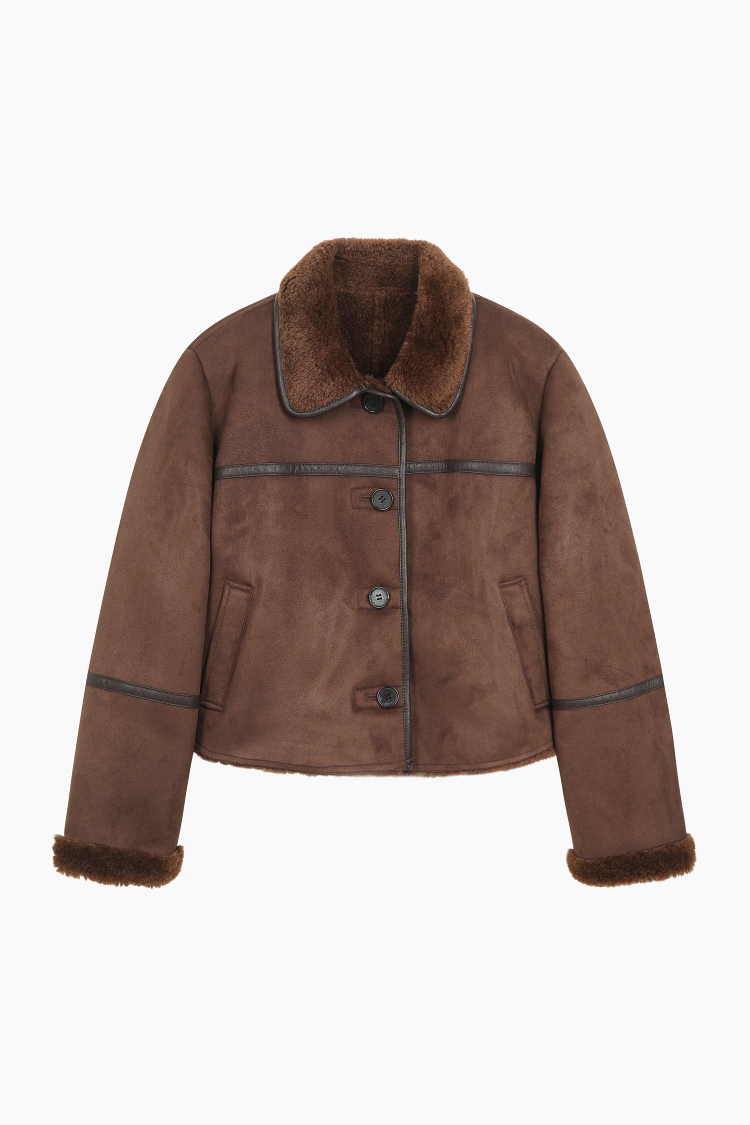 Giubbotto effetto montone da donna marrone scuro | Sisley Outlet