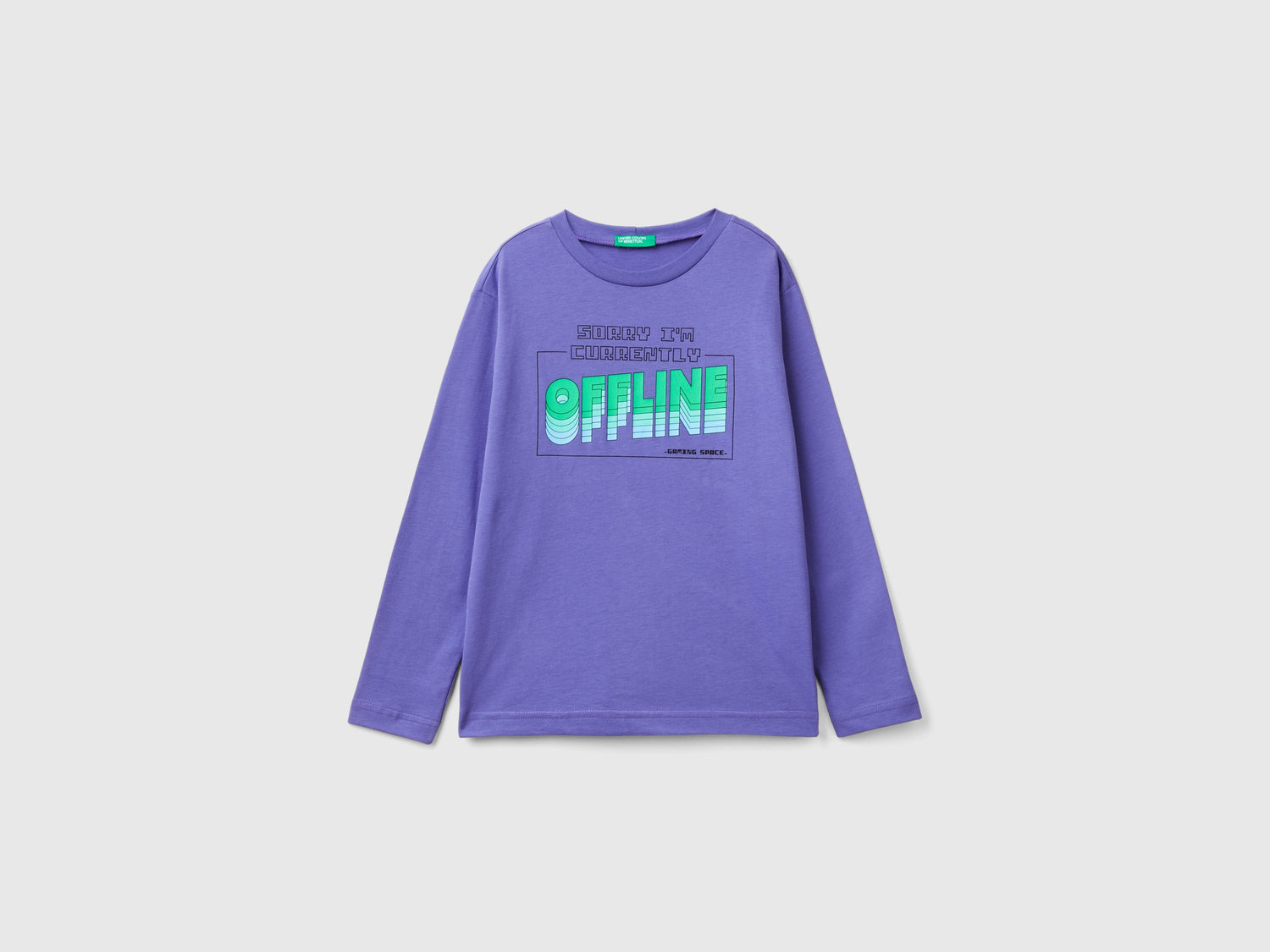 T-shirt con stampa in caldo cotone bio da bambino viola | Benetton Outlet