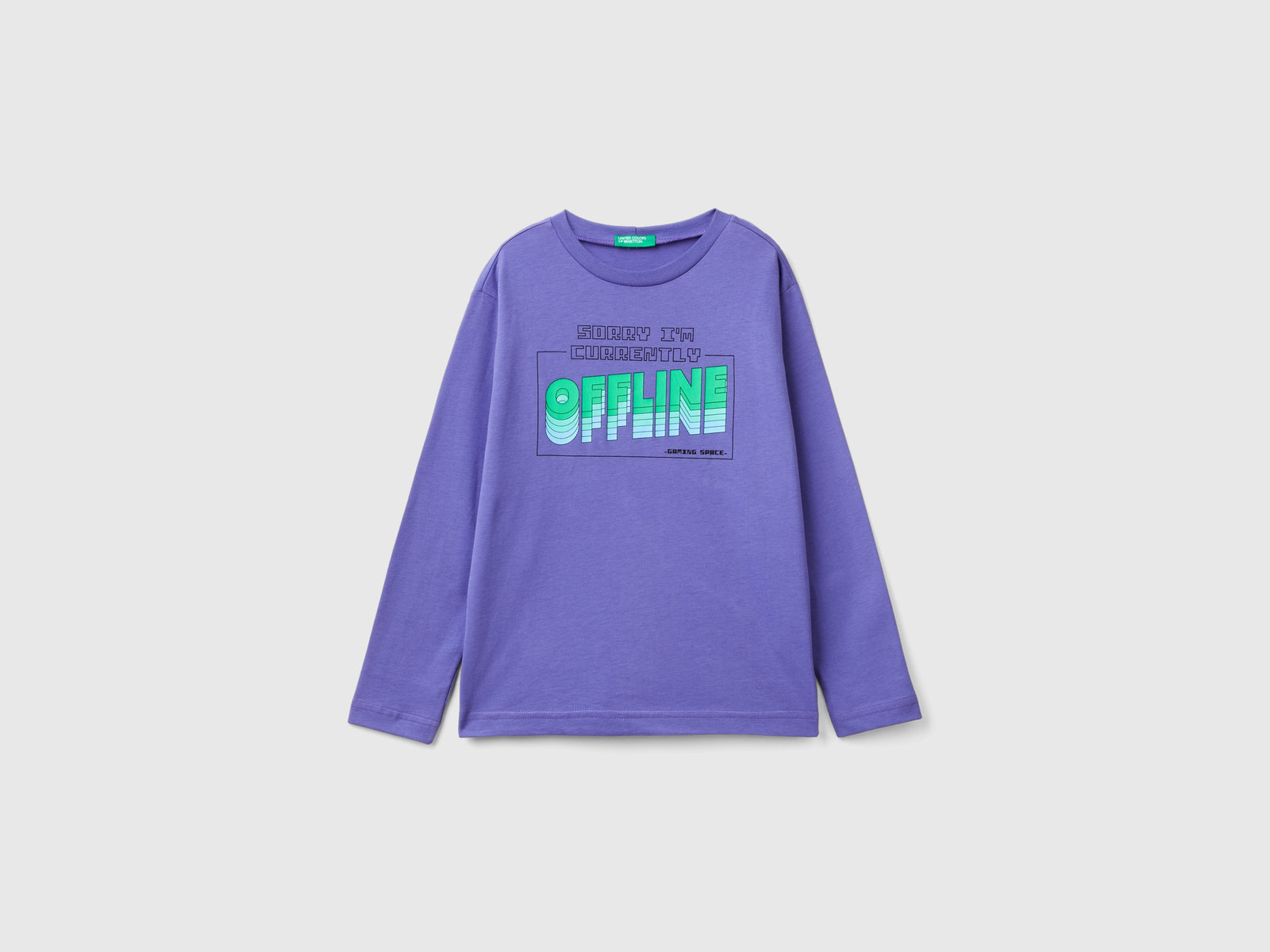 T-shirt con stampa in caldo cotone bio da bambino viola | Benetton Outlet