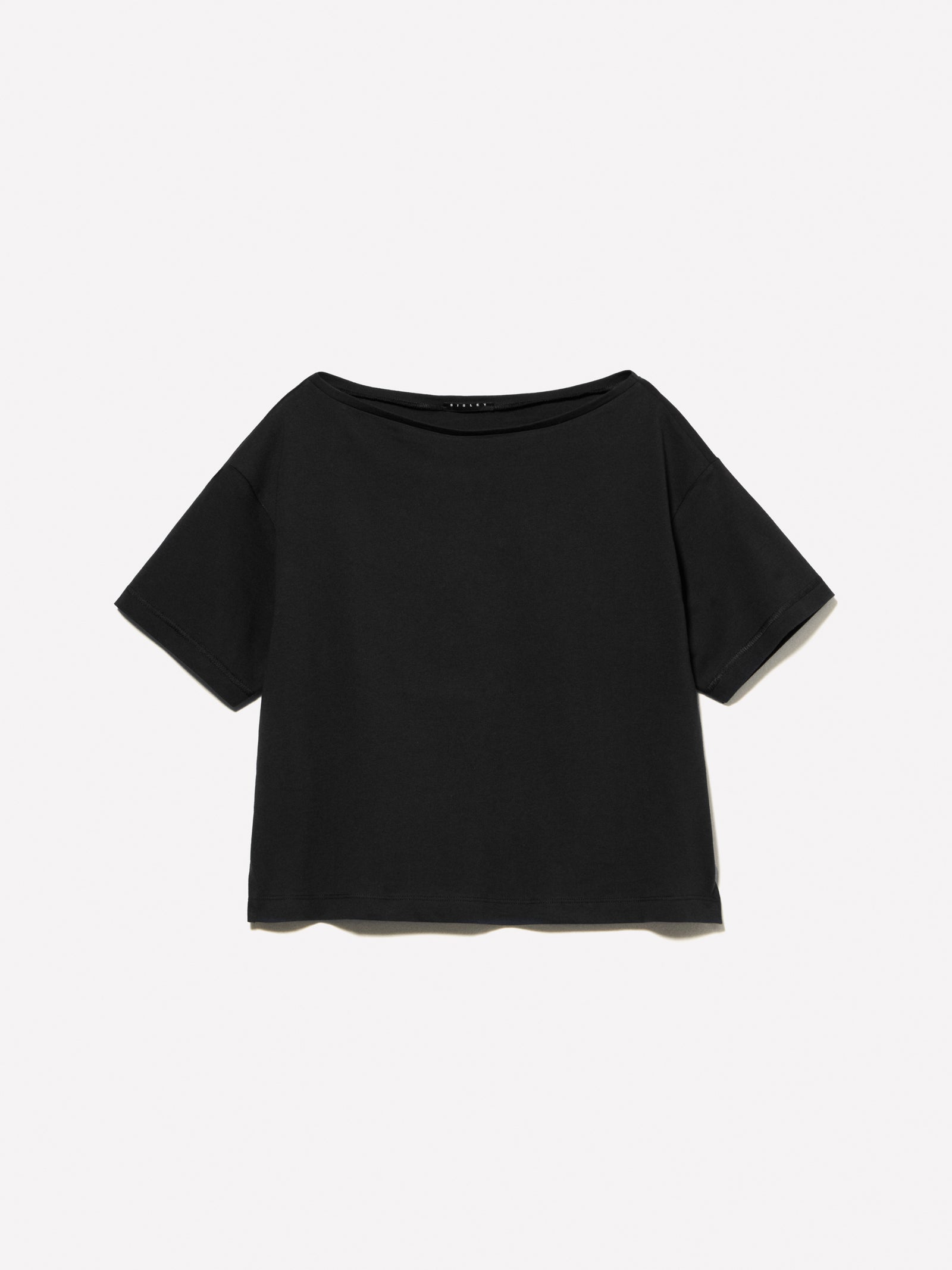 T-shirt cropped boxy fit da donna nero | Sisley Outlet