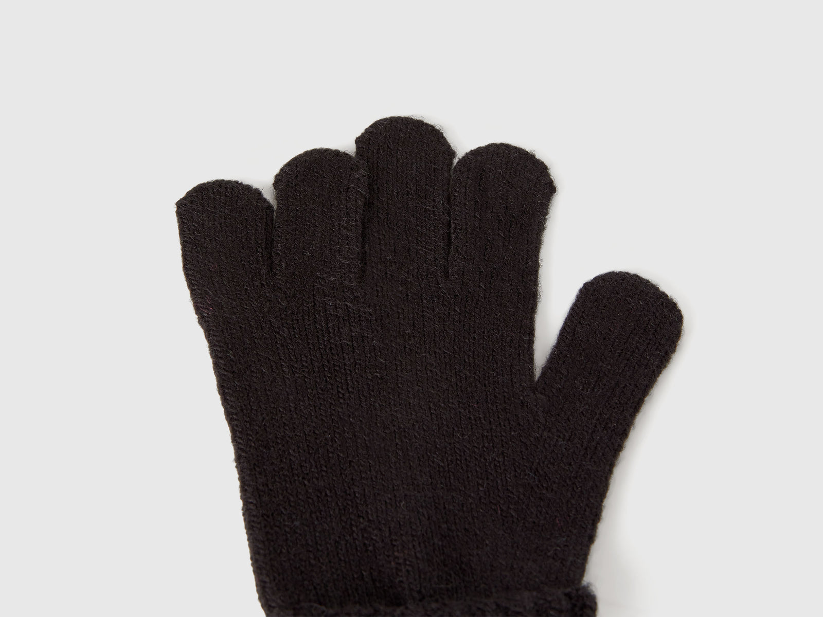 Guanti in maglia con logo da bambino nero 2 | Benetton Outlet