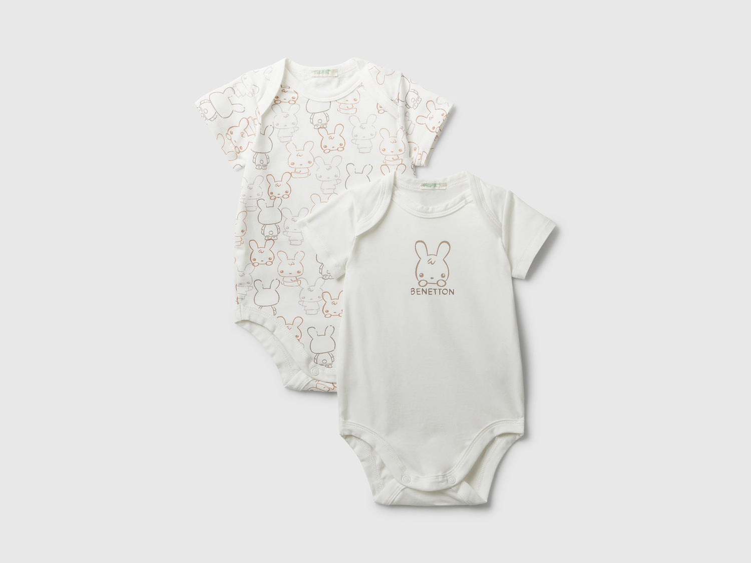 Due body con stampe da neonato bianco panna | Benetton Outlet