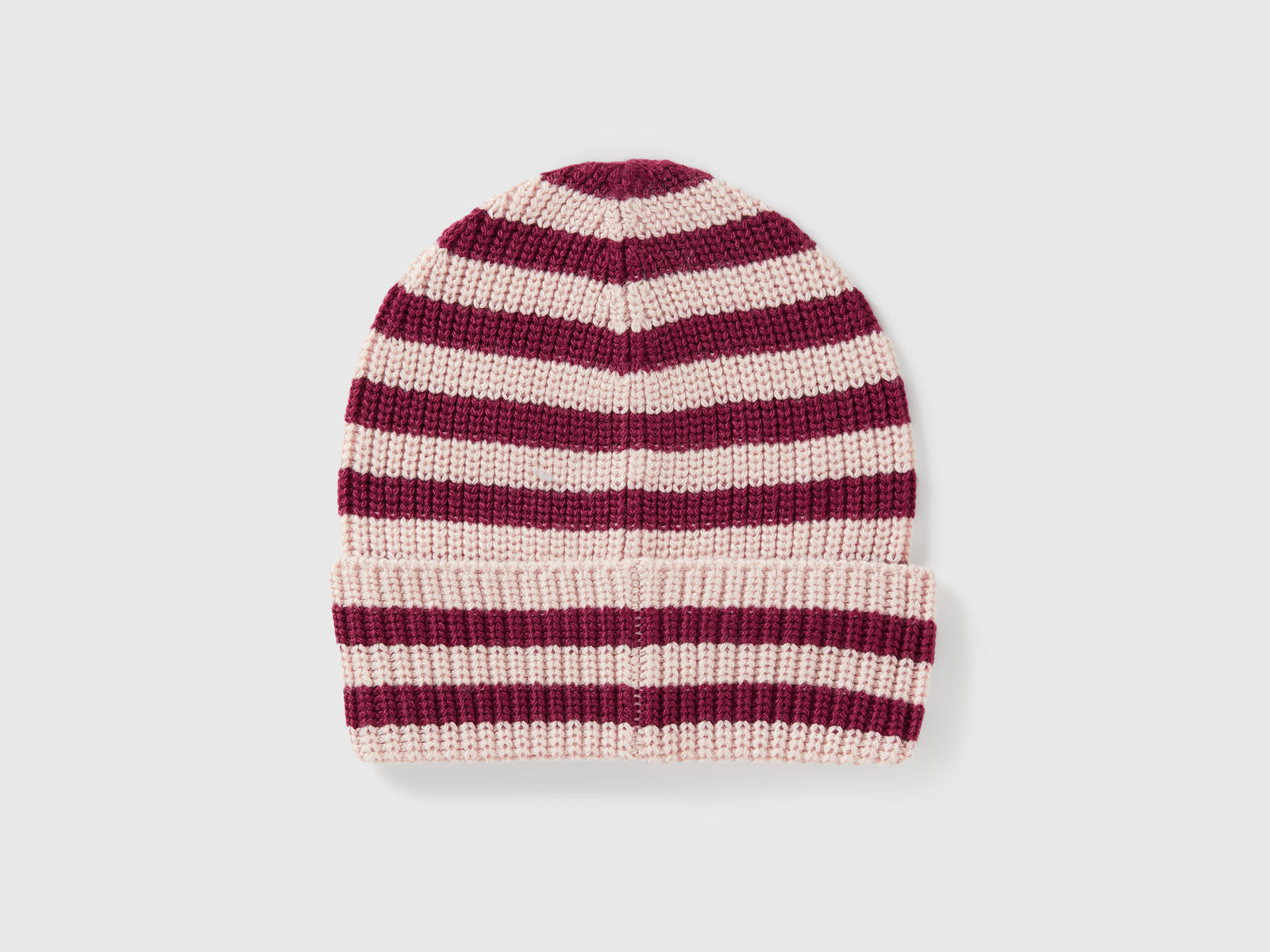 Cappellino in maglia a righe da bambino rosa tenue 2 | Benetton Outlet