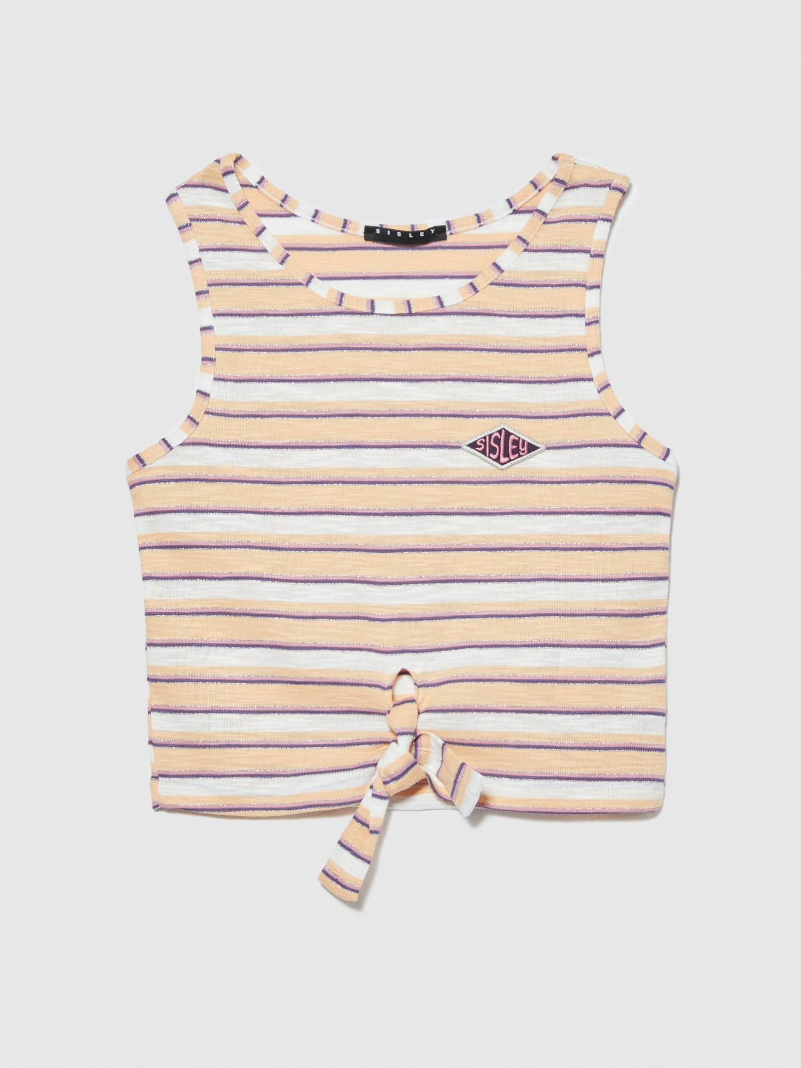 Canotta rigata con nodo da bambina marrone | Sisley young Outlet