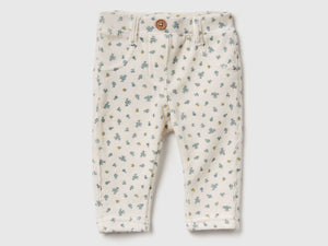 Pantaloni con stampa fantasia in ciniglia