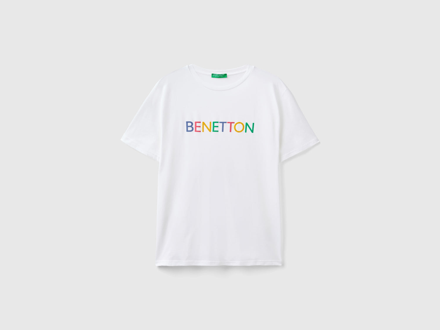 T-shirt in cotone bio con logo da uomo bianco | Benetton Outlet