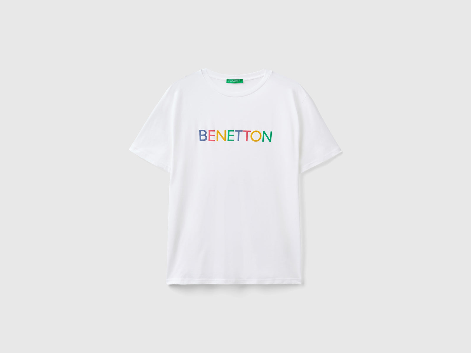 T-shirt in cotone bio con logo da uomo bianco | Benetton Outlet