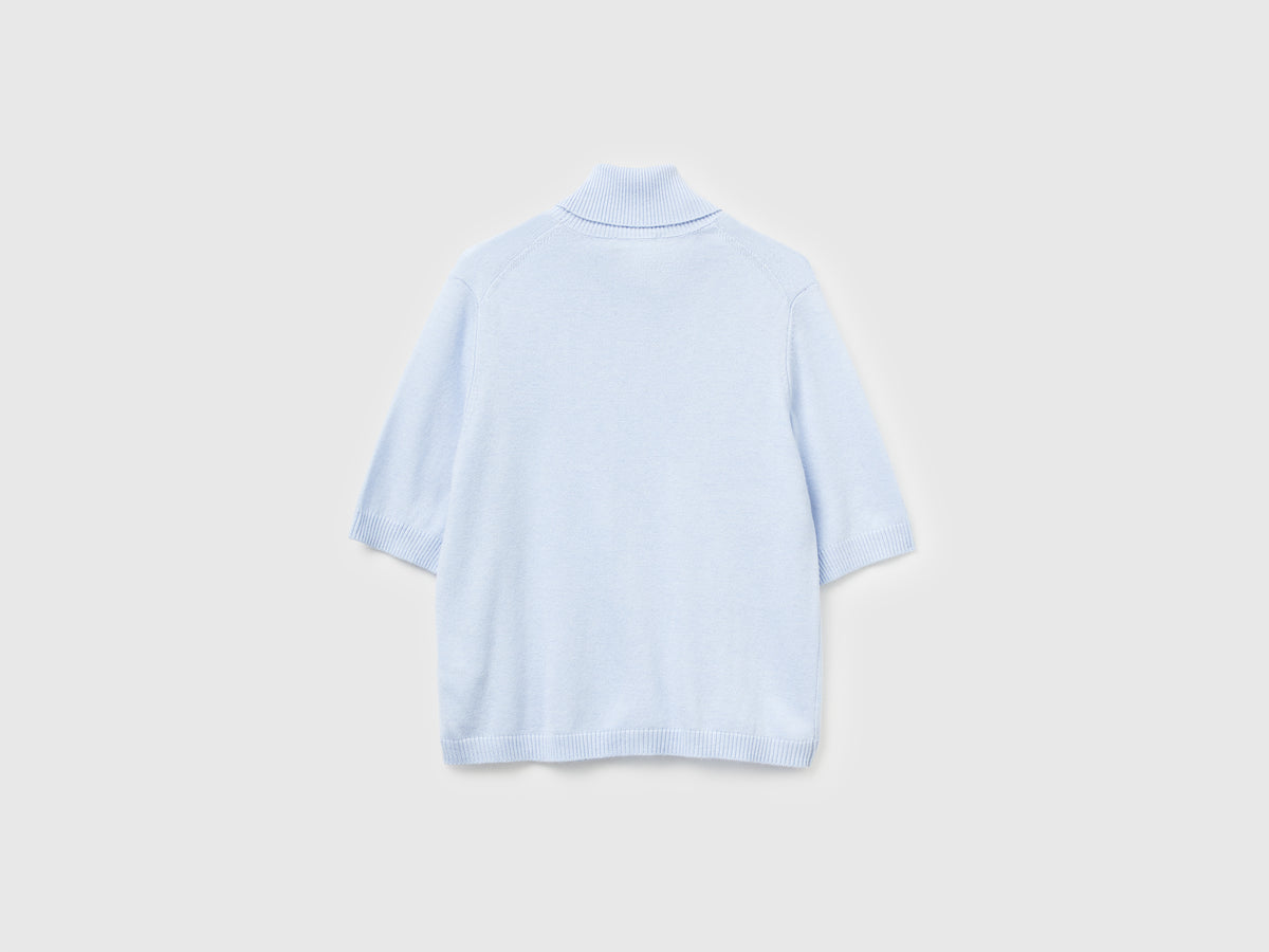 Dolcevita a manica corta in misto cashmere