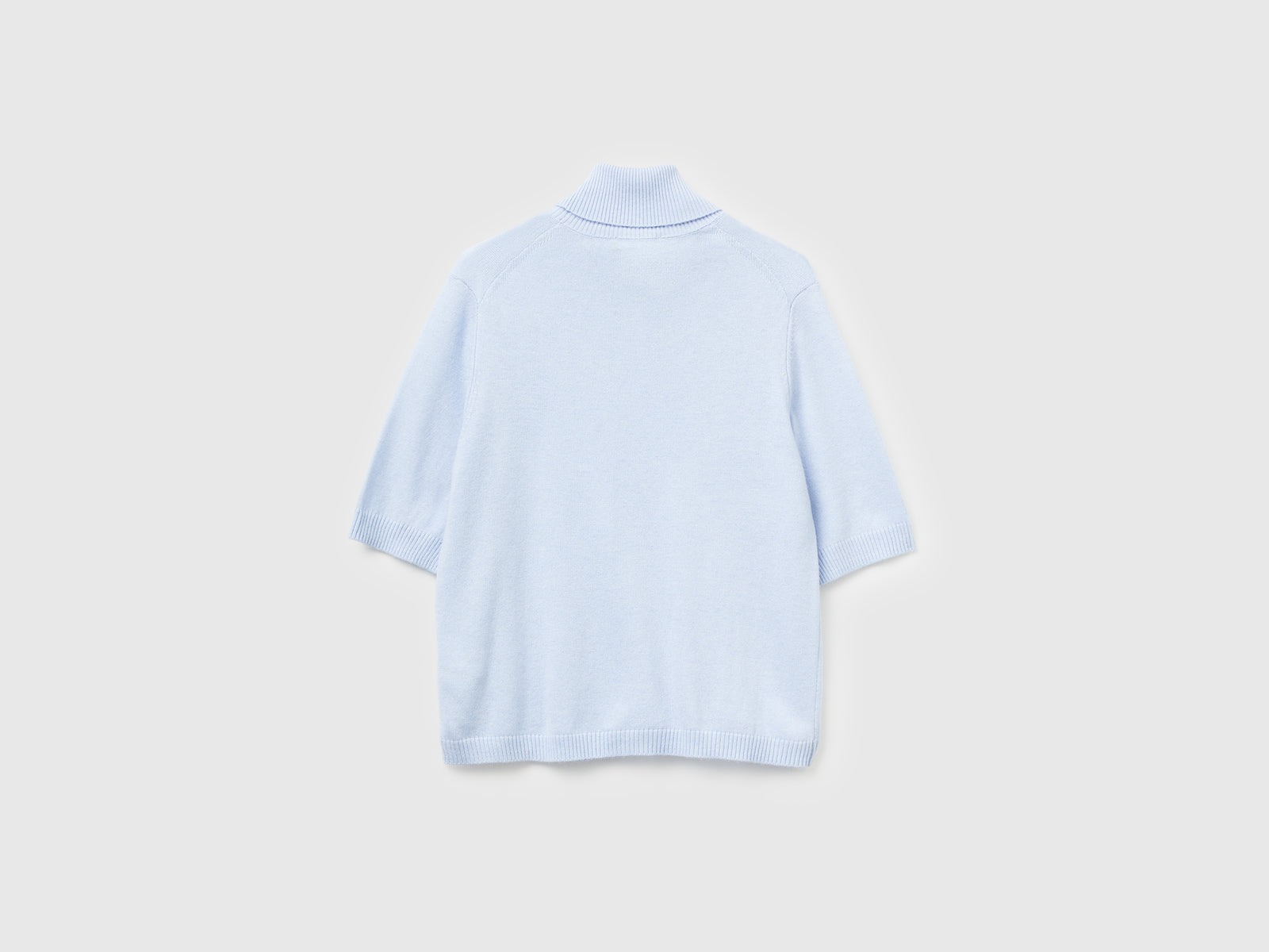 Dolcevita a manica corta in misto cashmere da donna azzurro 2 | Benetton Outlet