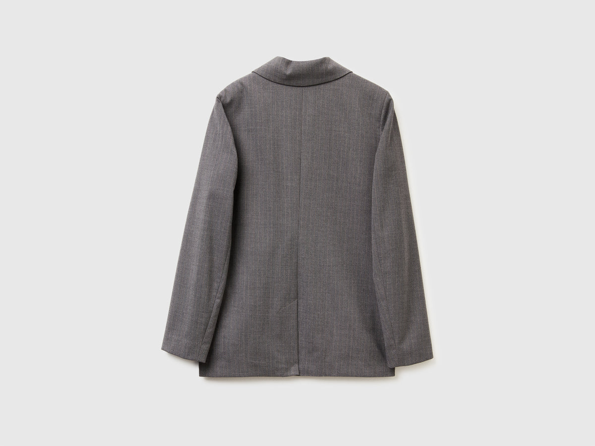 Blazer gessato in misto viscosa