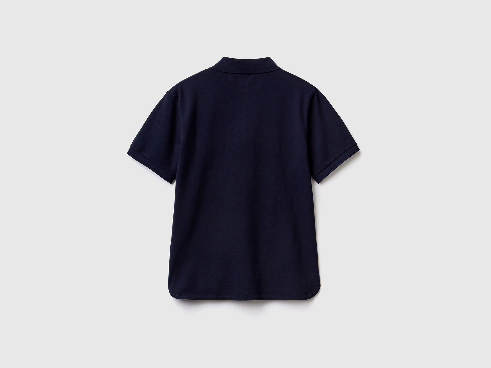 Polo a manica corta in piquet di cotone elasticizzato da donna blu scuro 2 | Benetton Outlet