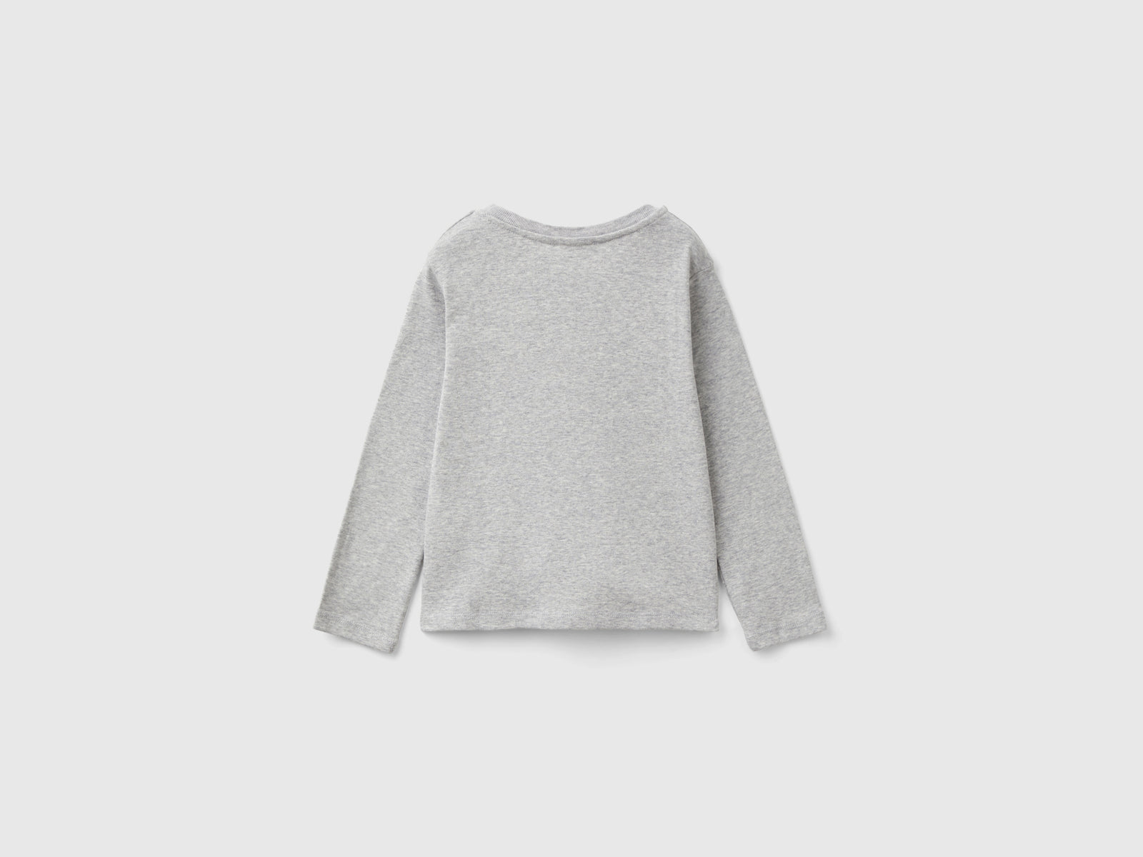 T-shirt con stampa glitter in cotone bio da bimba grigio chiaro 2 | Benetton Outlet