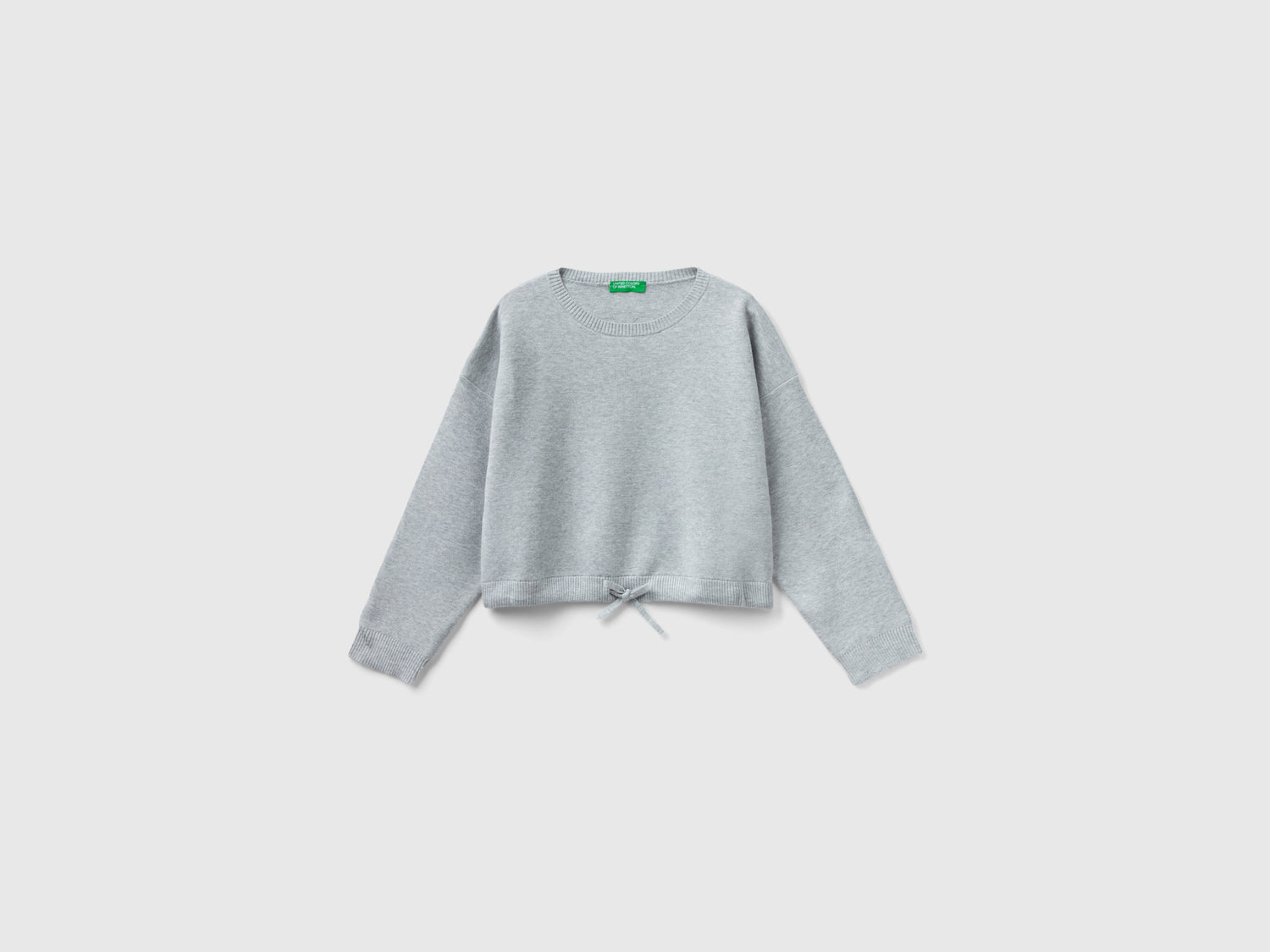 Maglioncino con coulisse da bambina grigio | Benetton Outlet