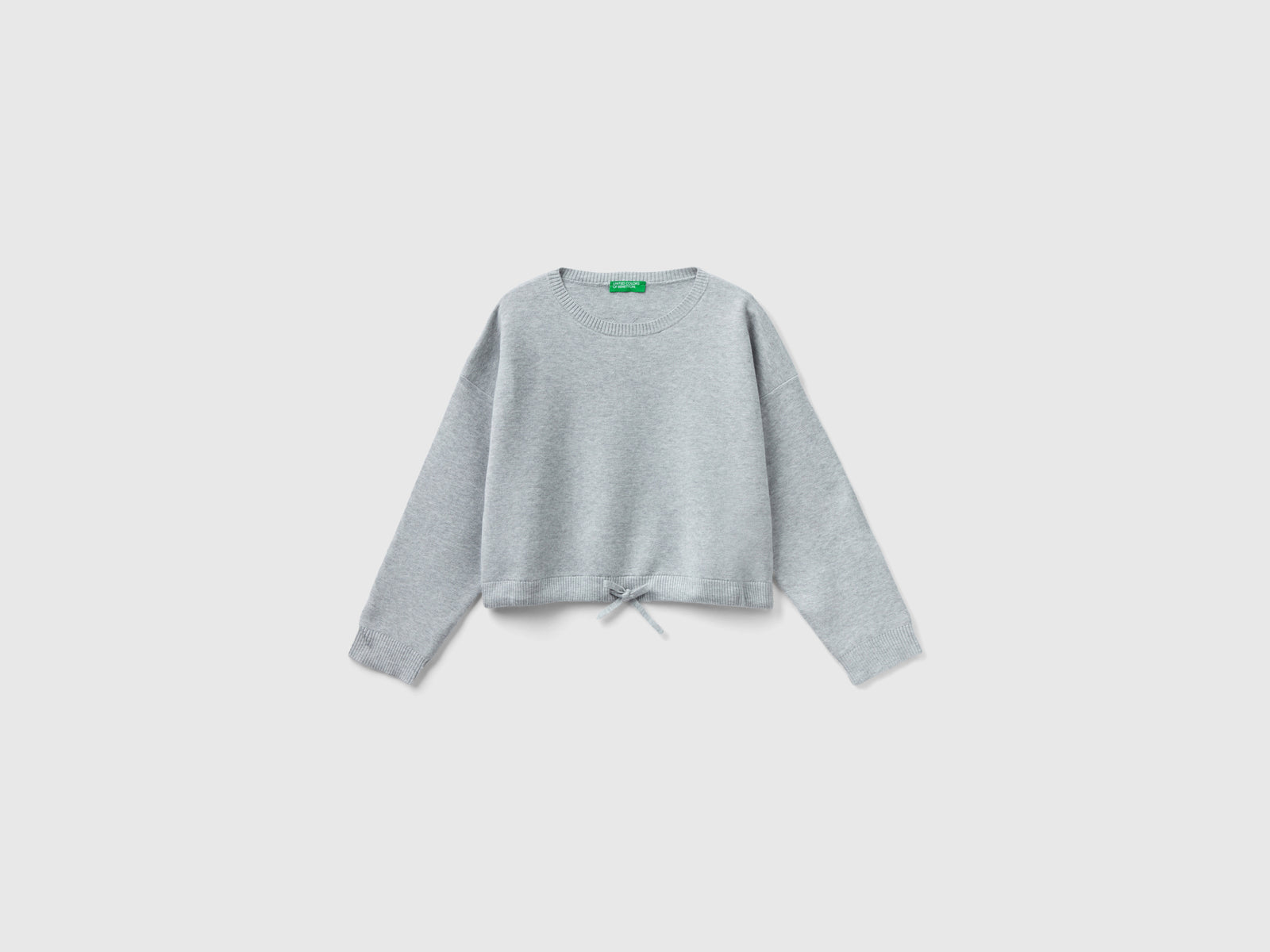Maglioncino con coulisse da bambina grigio | Benetton Outlet